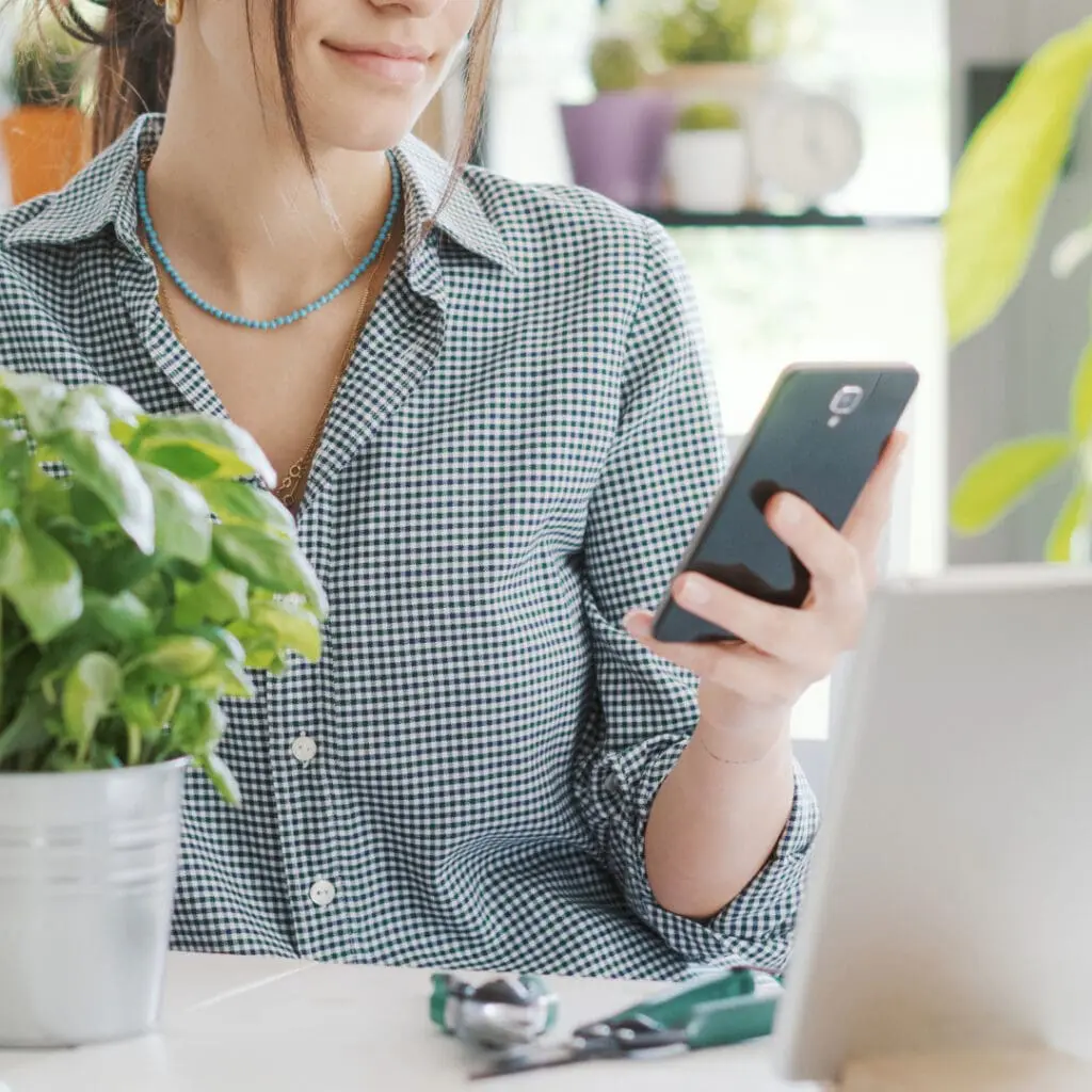 Someone looking at an app on their phone