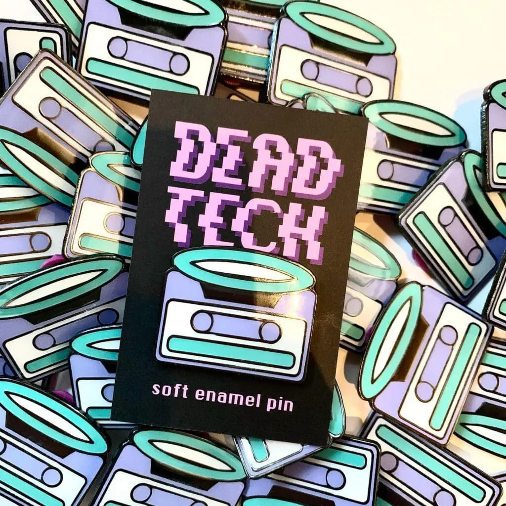 A pile of Dead Tech cassette pins